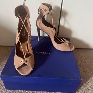 Aquazzura Firenze Tango Sandal 105 nude suede